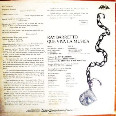 Ray Barretto Trasera LP (back)Trasera LP